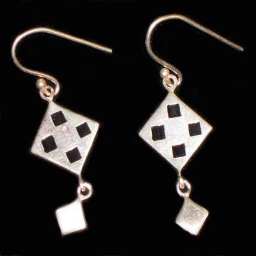 Pendientes plata rombo colgar